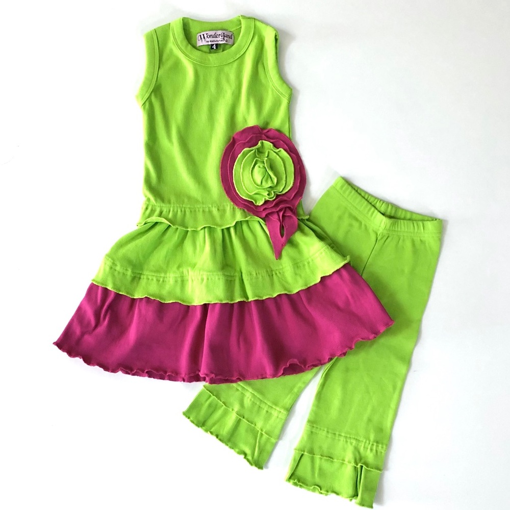 NWT KidCuteTure Dress & Capri Leggings Outfit 4